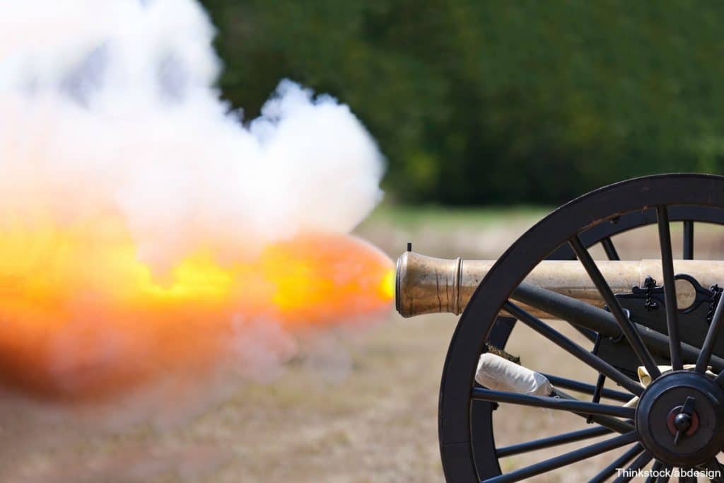 Civil War cannon firing