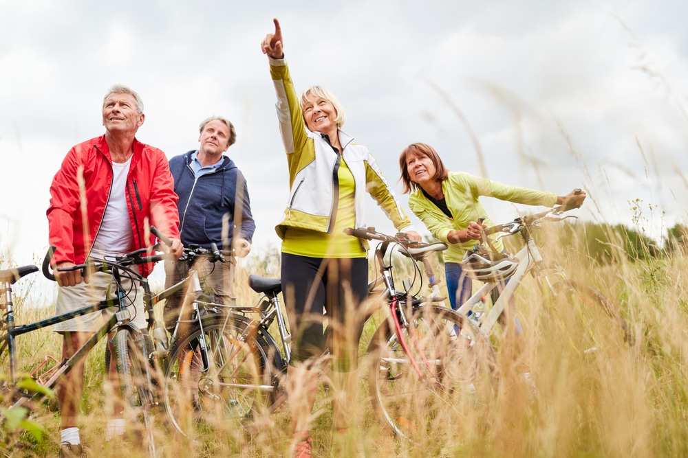 Group of seniors enjoying Vermont bike tours on the Eastern Shore of Maryland