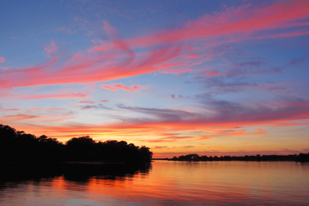 sunset over bay